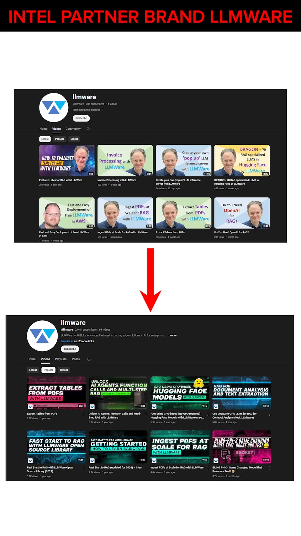 Client YouTube channel growth analytics
